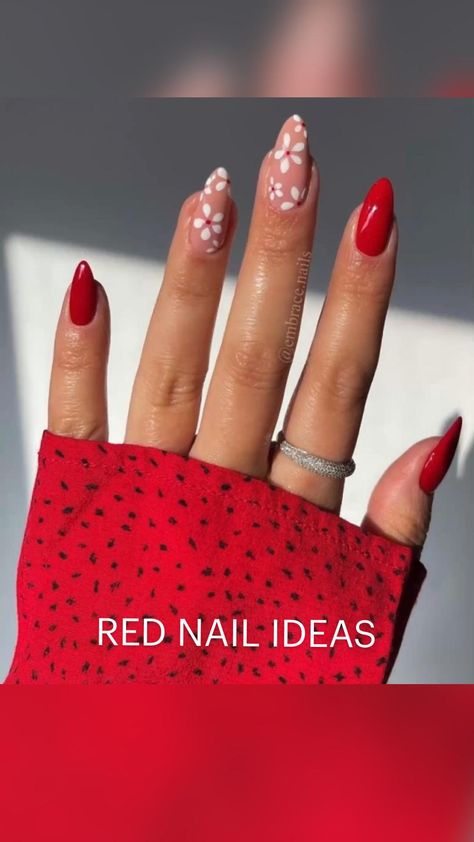 Colourful Nails, Manikur Kuku, Colorful Nails, Hemma Diy, Red Acrylic Nails, Almond Nail, Nagel Inspo, Almond Acrylic Nails, Manicure Y Pedicure