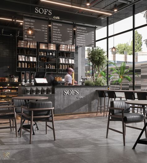 Industrial Design Interior Cafe, Minimal Cafe Design, Kaffe Bar, Industrial Coffee Shop, Luxury Cafe, Cafe Design Inspiration, Cafeteria Design, Modern Coffee Shop, Modern Restaurant Design