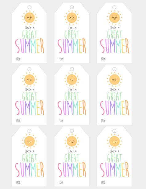 Download these have a great summer free printable tags perfect for any summer themed party, end of school year party favors or teacher gifts.  #ourcraftymom #summerprintabletags #freesummerprintables #gifttags #summerprintables Summer, Gifts, Party Favours, Papier, Tags, Gift, School, Teacher, Printable