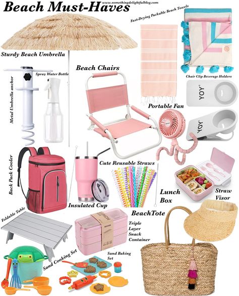 Beach Picnic Essentials, Beach House Essentials, Beach Supplies List, Beach Neccesities, What To Put In Beach Bag, Beach Gear Must Have, Beach Items To Bring, Lake Trip Essentials, Beach Trip Gift Ideas