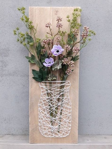 Push Pin String Art, Birch Wood Decor Ideas, Diy Items To Sell Homemade, Minimal Diy Decor, Fun Craft Projects For Adults, Succulent String Art, Diy Mother’s Day Crafts, Sellable Art Ideas, Sillouette Art Ideas