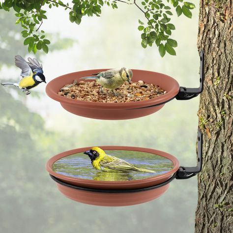 PRICES MAY VARY. Premium Material: The bird feeder and bath is made of high-quality PP resin material, non-toxic and odorless, breathable and corrosion-resistant, easy to clean, and not easy to age, deform or crack, and can remain firm in bad weather such as wind and rain, with a longer service life. Perfect Size: We offer 2 bird trays with a depth of 1.9'' and 1.4'' and a diameter of 8.3''. Among them, 1.4'' is used for bird feeder and 1.9'' is used for bird bath. There is enough space to attra Hanging Bird Bath, Tree Deck, Bird Bath Bowl, Hanging Bird Feeders, Iron Ring, How To Attract Birds, Bird Supplies, Outdoor Decor Backyard, Humming Bird Feeders