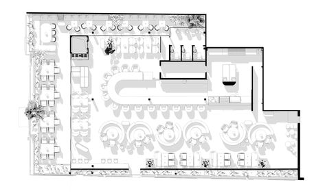 Gallery of BOSFOR Restaurant / AD Project Dorohov Architect - 24 Restaurant Plan Layout, Restaurant Interior Design Plan, Restaurant Plan Architecture, Restaurant Seating Plan, Restaurant Layout Plan, Restaurant Design Plan, Cafe Floor Plan, Cafe Plan, Restaurant Floor Plan