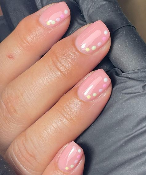 Dots for days are my fave 🟡🟠🔵🟢🟣 . . Simple dots are just so cute, subtle nail art but still gorgeously natural… | Instagram Cute Nail Ideas For Very Short Nails, Gel Nails With Natural Nails, Cute Simple Nails Natural, Short Nail Art Designs Simple, Cute Short Ballerina Nails, Biab Short Designs, Cute Nail Ideas Easy At Home, Cute Simple Gel Nail Designs, Very Simple Nail Designs For Beginners