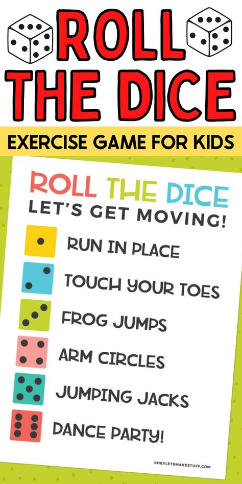 Preschool Movement Activities, Physical Activities For Kids, Make Stuff, Gross Motor Activities, Roll The Dice, Movement Activities, Daycare Activities, Au Pair, Stuck Inside