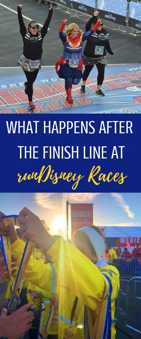 What Happens After You Cross a runDisney Finish Line? | No-Guilt Disney #rundisney #disneytips #runchat Disney Running Shirts, Disney Princess Running Outfits, Disney Half Marathon Outfits, Run Disney Outfits, Disney Marathon Outfit, Rundisney Outfits, Disney Run, Disney Running Outfits, Rundisney Costumes