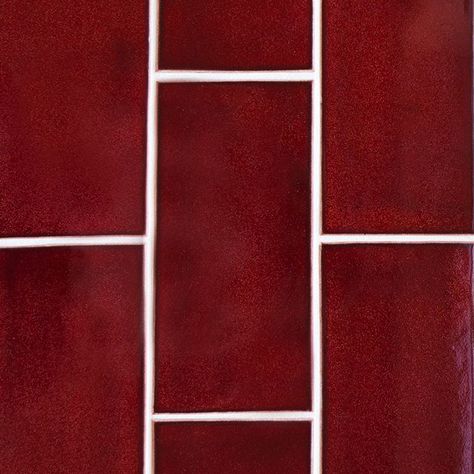 Go bold with a deep red 😍 4x8 Subway Tile - 928 Oxblood #101WaysToUseSubwayTile Amigurumi Patterns, Red Subway Tile, White Kitchen Stools, Wall Tile Texture, Subway Tile Colors, White Subway Tile Kitchen, Subway Tile Design, Interior Design Classes, Mercury Mosaics