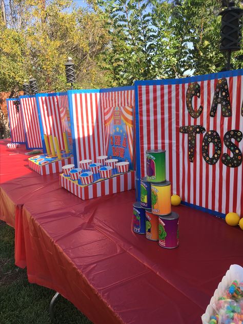 Carnival party game ideas Circus Theme Party Games, Kindergarten Carnival, Carnival Birthday Party Games, Carnival Party Games, Backyard Carnival, Diy Carnival Games, Circus Birthday Party Theme, Carnival Games For Kids, Fall Carnival