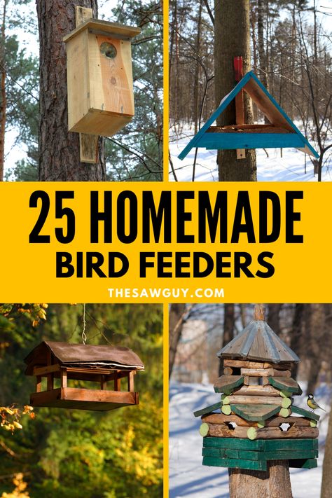 Diy Garden Bird Feeder, Birdfeeder Diy Wood Woodworking Plans, Simple Bird Feeders Wood, How To Build Bird Feeders, Home Made Bird Feeders Diy, Best Bird Feeders Ideas, Build Bird Feeder, Crow Bird Feeder Diy, Easy To Make Bird Feeders