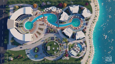 Tourist Resort project on Behance Resort Ideas Design Plan, Beach Resort Site Development Plan, Eco Resort Architecture Concept, Beach Architecture Concept, Resort Concept Design, Resort Plan Architecture, Beach Resort Design Concept, Resort Architecture Design Concept, Beach Resort Concept