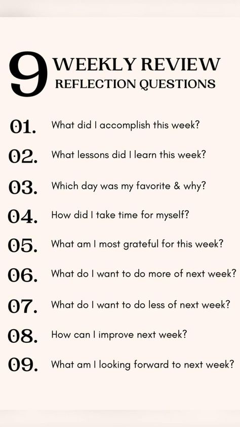 9 Weekly Review Reflection Questions to review the past week and get ready for the next | Positive self affirmations, Writing prompts, Writing therapy Weekly Reflection Journal, Reflection Journal Prompts, Weekly Reflection, Mindfulness Journal Prompts, Prompts Writing, Reflection Journal, Healing Journaling, Weekly Review, Journal Questions