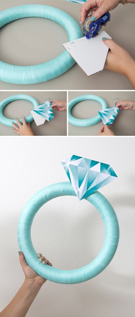 حفل توديع العزوبية, Tiffany Bridal Shower, Tiffany's Bridal, Ring Wreath, Bridal Shower Planning, Diy Bachelorette Party, Bridal Bachelorette Party, Diy Event, Bridal Shower Diy