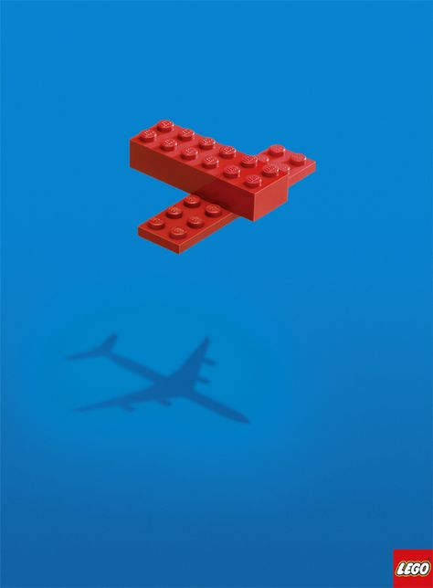 The first campaign is from 2011, via Russia.  No copy. None needed.  Ad agency: Leo Burnett, Moscow. Lego Plane, Lego Print, Lego Poster, Funny Commercial Ads, Case Study Design, Clever Advertising, Funny Commercials, Commercial Ads, Street Marketing