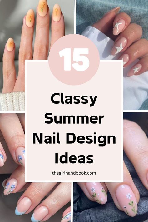 Whether you prefer neutrals and classic colors or like a fun nail design, these nail design inspiration ideas will help you achieve the summer nails of your dreams! Find short and square to almond styles along with trendy and classic options. Check out these 15 summer nail ideas you are sure to love! Nail Designs Office, Short Nail Ideas For Summer, Nail Inspiration Summer, Nail Ideas For Summer, Almond Nails Designs Summer, Short Nail Ideas, Classy Almond Nails, Neutral Nail Designs, Summer Nails Almond