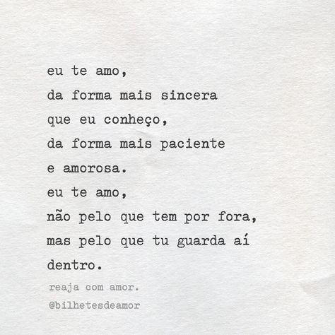 bilhetes de amor. ♡ on Instagram: “eu te amo ♥️” Tumblr, Couple Quotes, Romantic Memes, Perfect Boyfriend Quotes, Long Distance Love Quotes, Zen Quotes, Love Phrases, March 17, Love Photos