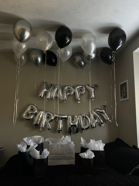 perfect surprise for my sweet boyfriend 🤍 #happybday #happybirthday #birthdayinspo #birthday #birthdayboy #birthdaydecoration 19 Birthday For Boyfriend, Men’s Birthday Room Decor, Boyfriends 28th Birthday Ideas, 18th Birthday Ideas Boyfriend, Boyfriend Bday Outfit, Room Decoration For Birthday Boyfriend, Decorated Room Ideas For Boyfriend, Birthday Surprise Bedroom, 23 Birthday Boyfriend