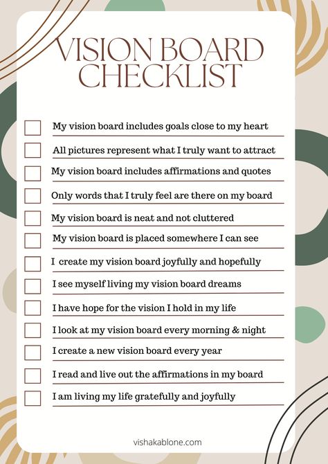 Vision Board Checklist for manifestation - Vishaka Blone 2024 Manifestation List, Vision Board For Beginners, 2024 Vision Board Planning, How To Make Visionboard, Polaroid Vision Board, Vision Boards For Manifestation Examples, What Do You Need For A Vision Board, Gratitude Vision Board Pictures, Building A Vision Board