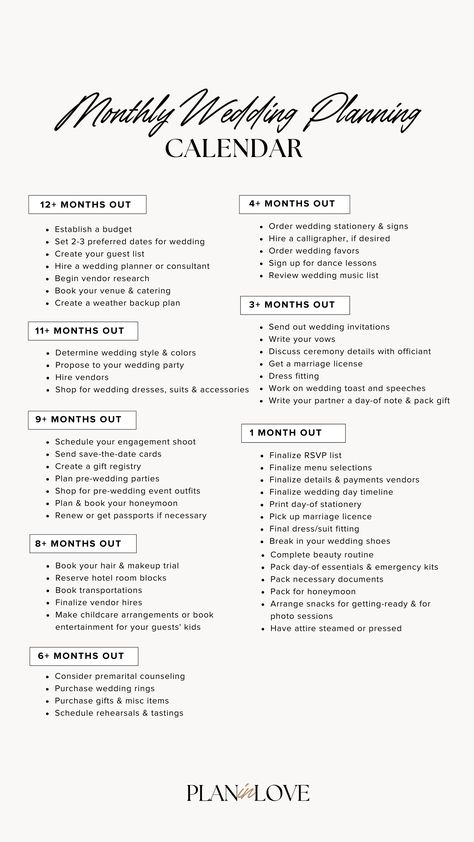 wedding planning calendar | organization | time management | wedding planning | wedding planning checklist | wedding day moments | wedding planning tools  | wedding planning | wedding journey | wedding | plan in love Wedding Planning 8 Month Timeline, 16 Month Wedding Planning Timeline, 10 Month Wedding Planning Checklist, Wedding Timeline Planning, Wedding Planning Schedule Timeline, Year And A Half Wedding Planning Timeline, Engagement Timeline One Year, Planning A Wedding Timeline, Wedding To Do Timeline