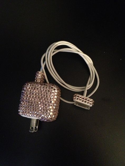 Check out my blinged out iPhone charger. Electronics, Glitter, Iphone, Y2k Accessories, Iphone Charger, Sparkle