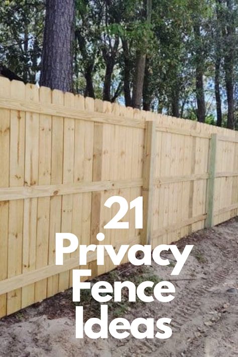 You can't go wrong with a classic wood fence for privacy in your backyard. Fence In Backyard Ideas, Wood Fence Privacy Ideas, Privacy Fence Bottom Gap, Country House Fence Ideas, Back Fence Privacy Ideas, Privacy Fence Backyard Ideas, Faux Wood Fence, Large Privacy Fence Ideas, Build Privacy Fence