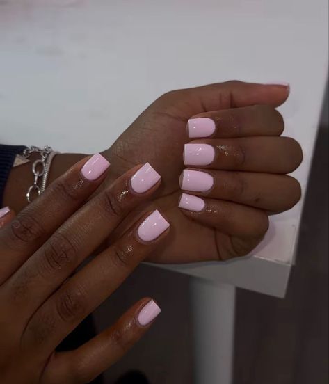 ˚୨୧⋆ @bella2angel Light Pink Short Set, Nail Inspector Short, Solid Color Short Square Nails, Pink Short Manicure, Pink Gel Overlay Nails Natural, Short Pink Nails Acrylic Square, Pink Nails Not Acrylic, Soft Pink Overlay Nails, Short Square Croc Nails