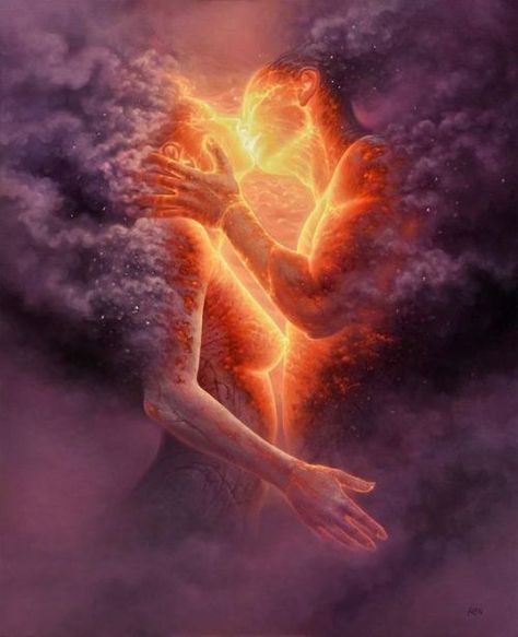 Soulmates Art, Portrait Light Exposure, Dragon Rouge, Types Of Kisses, Twin Flame Art, Soul Ties, Flame Art, Hand Oil, Portraiture Drawing