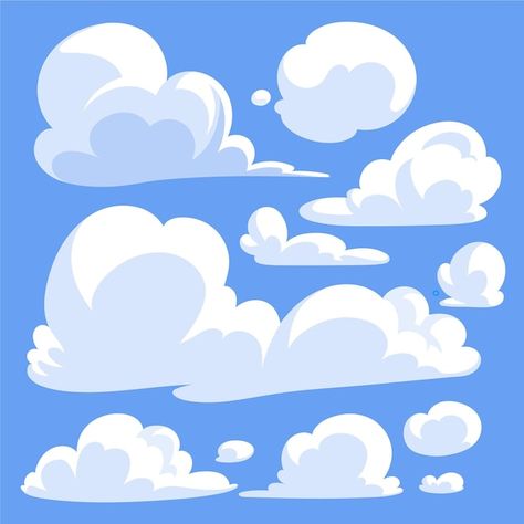 Free vector hand drawn cloud collection | Free Vector #Freepik #freevector #illustration-pack #collection #cloud-illustration #hand-drawn-illustration Cloud Tutorial, Cloud Illustration, Cartoon Clouds, Cloud Vector, Character Design Girl, Abstract Wallpaper Design, Cloud Art, Cloud Drawing, Clouds Design