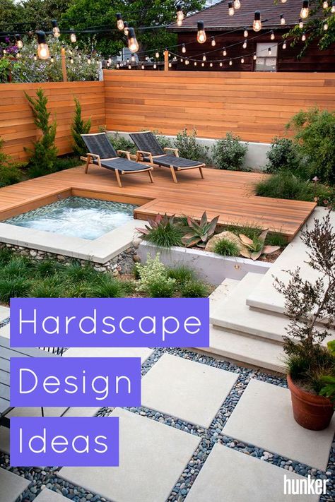 Landscaping Small Backyards On A Budget, Aerial Backyard Design, Small Backyard Modern Landscaping, Outdoor Areas Backyards, Patio Hardscaping Ideas, Small Hardscape Backyard, Simple Hardscape Ideas, Scandinavian Backyard Ideas, Organic Backyard Design