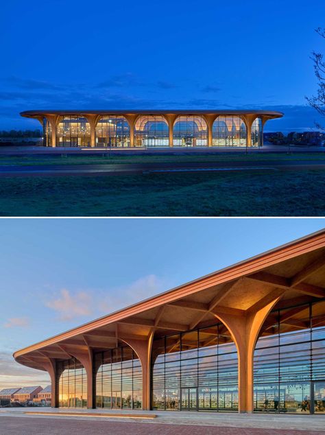 Pavilion Architecture, Canopy Architecture Design, Modern Supermarket, محطة وقود, Canopy Architecture, Timber Architecture, Wood Columns, Pavilion Design, Wood Architecture