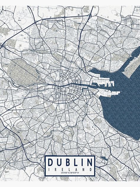 Dublin Dublin Map, Map Of Ireland, Mental Map, Urban Street Art, City Drawing, Dublin City, Coastal Cities, Travel Illustration, City Maps