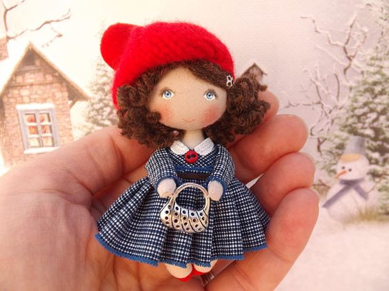 Sister birthday gift fabric dollhouse miniature doll small