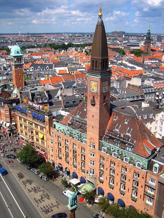 Copenhagen, Denmark. Beautiful city. I was so taken with the green patina of all the copper-roofed towers.