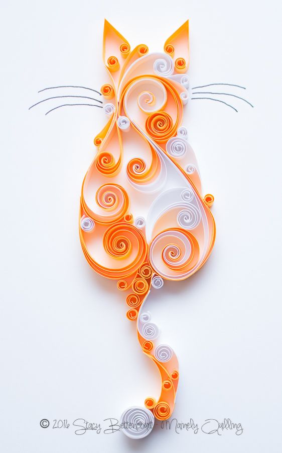 Quilled Scrollwork Orange Tabby Cat 5x7