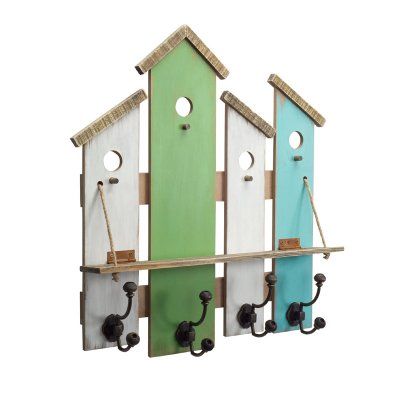 Melrose International Birdhouse Shelf with Hooks - Set of 2