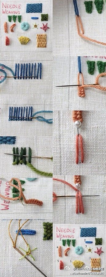 the needle is being worked on by someone using them to make their own embroidery work