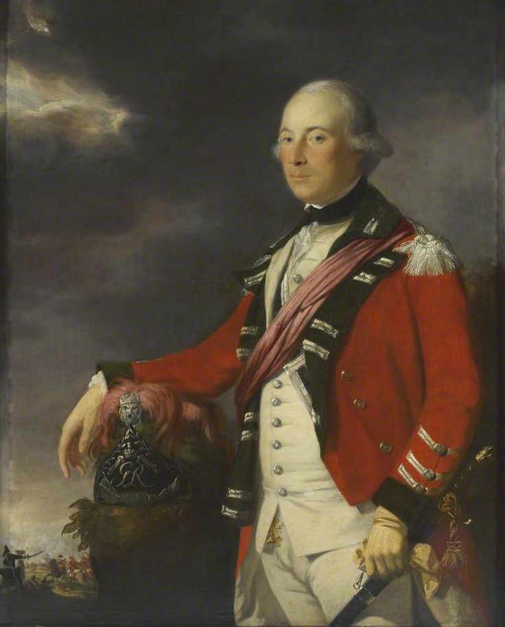 a painting of a man in an orange coat and white pants with a red sash around his neck