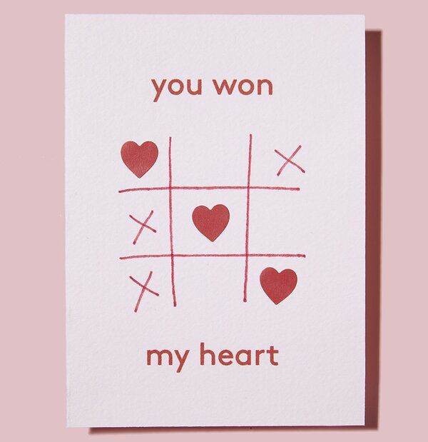 a valentine's card that says, you won my heart