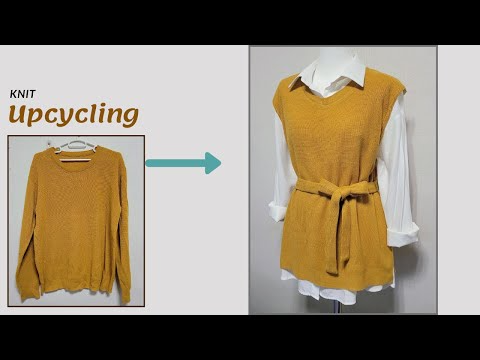 DIY Upcycling a knit|니트 리폼|스웨터|sweater|조끼|vest|Reform Old Your Clothes|안입는옷  리폼|Refashion|옷수선|옷만들기| - YouTube - 2022 | 리폼, 빈티지 스웨터, 옷 수선