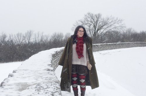 argyle tights, corduroy skirt, winter outfit, fashion over 40, Shelbee on the Edge