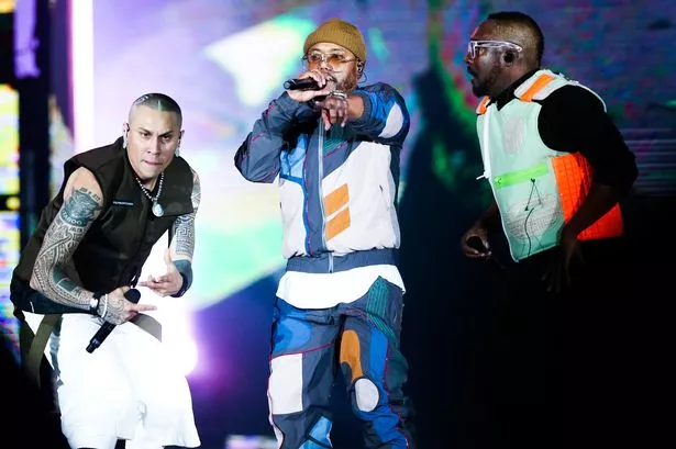 Taboo, Apl.de.Ap and Will.I.am of Black Eyed Peas performing on stage. Members of the band recently visited an Essex Japanese restaurant and raved about it