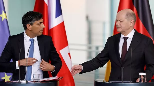 Rishi Sunak with the German Chancellor Olaf Scholz in Berlin