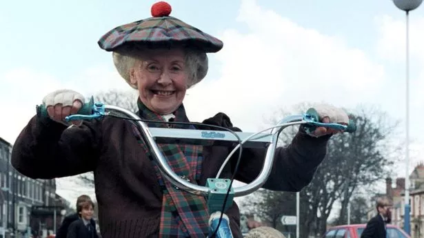 Scottish actress Gudrun Ure as Supergran, the much-loved TV show from the Eighties