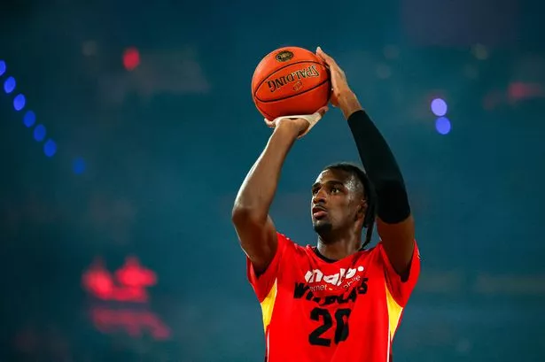 French basketball player Alexandre Sarr of the Perth Wildcats practices before playing against the Tasmania Jackjumpers during an Australian National Basketball League game at Perth Arena in Perth on March 8, 2024