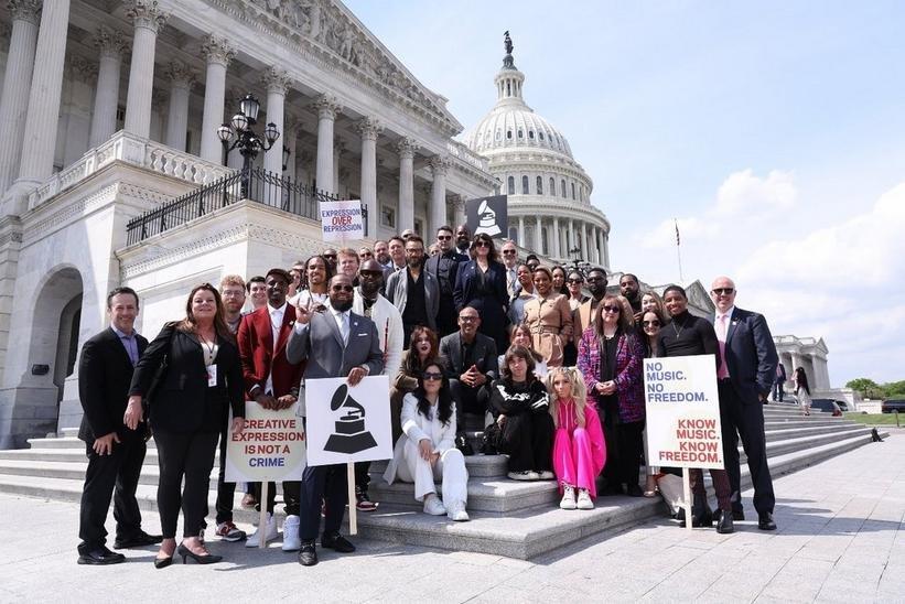 People gathered in front of the U.S. Capitol Hill