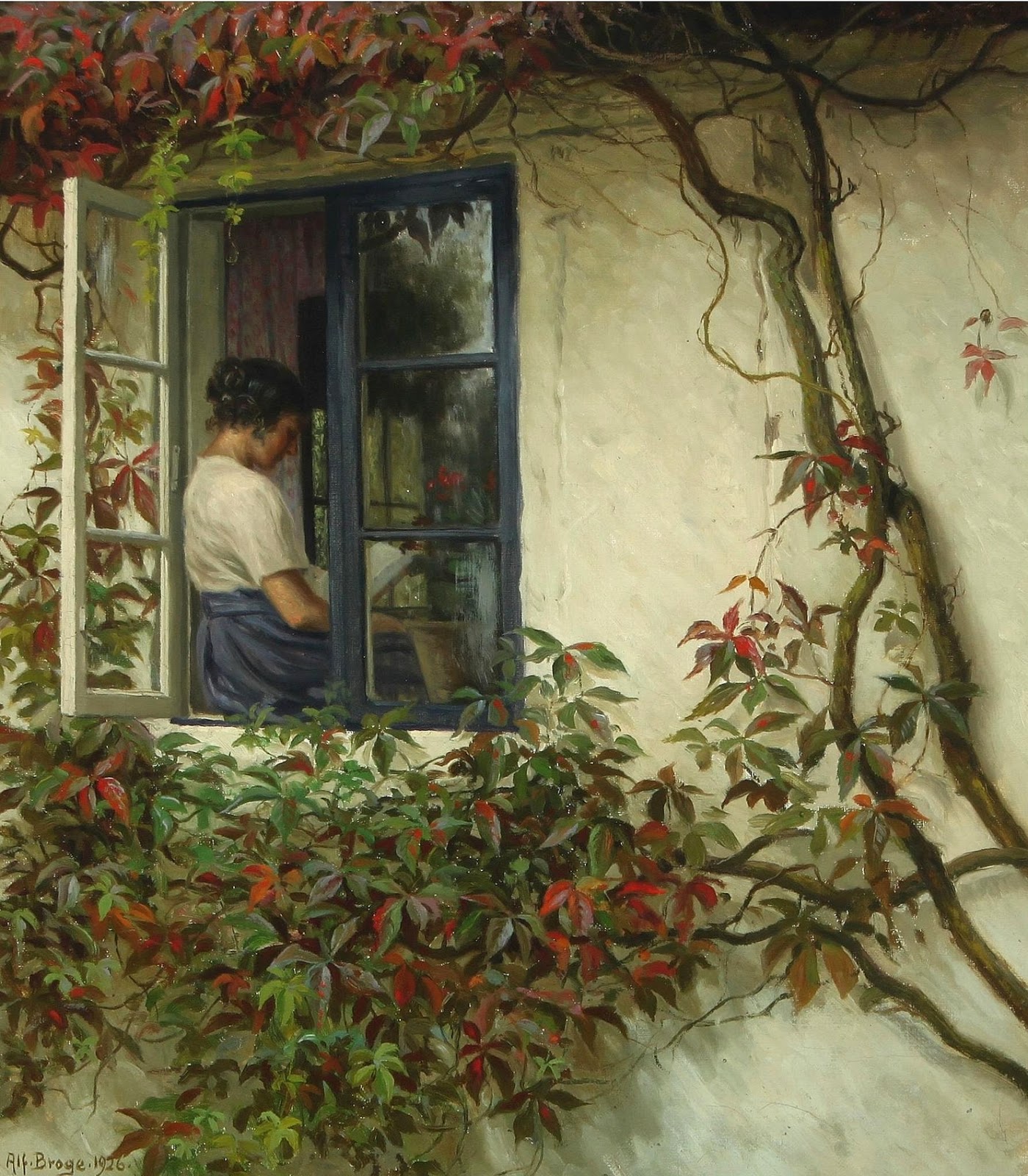 1926 Scenery with a young woman at the windowsill 51 45