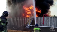 пожар в Азове после налета дронов