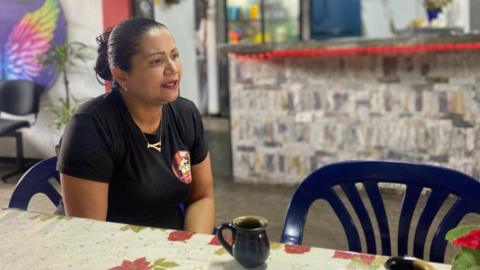 Yeidis Morales in her restaurant "El Sazón de Margarita".