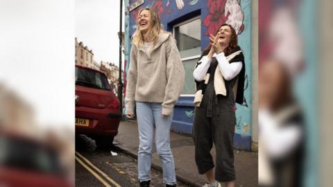 Lucy and Sarah laughing together