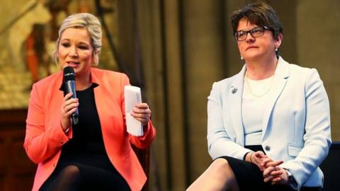 Michelle O'Neill and Arlene Foster at Ulster Fry event, Conservative Party Conference, Manchester, 3 October 2017