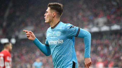 Patrik Schick celebrates scoring a goal